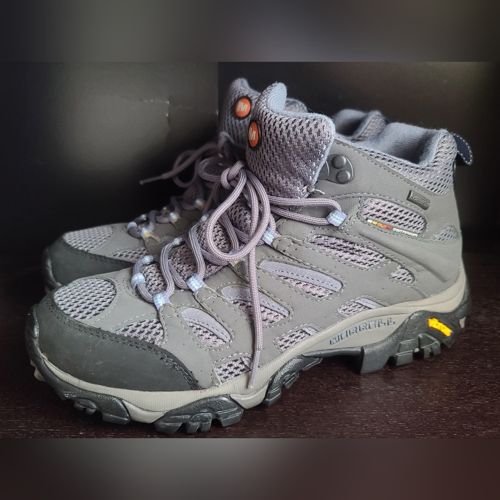Merrell Womens Moab Mid Gore-Tex Grey Periwinkle Waterproof Boots